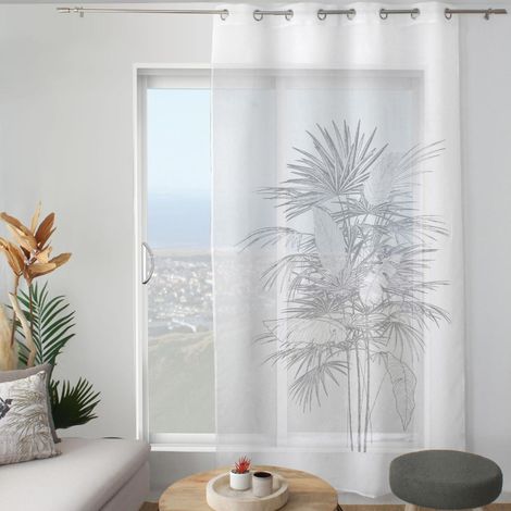 Rideau Voilage Imprimé "Palmeira" 140x240cm Anthracite