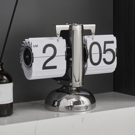 Horloge à page tournante automatique de style européen, horloge de salon rétro minimaliste, petite horloge mécanique à balancier, blanche à un seul pied. (1/5)