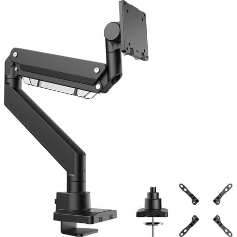 Wiltec Monitorhalterung mit VESA-Platte und -Adapter für flache & gebogene Monitore, Bildschirmhalterung bis 26 kg, Monitorhalter mit Tischklemme