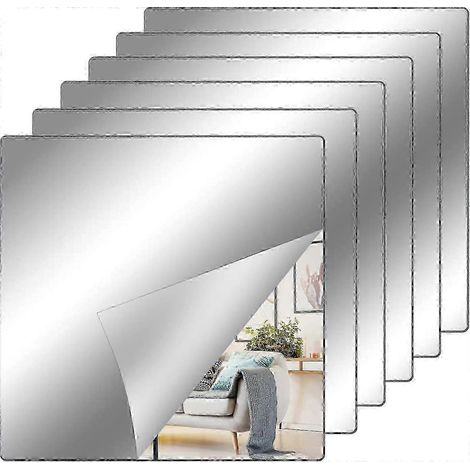 Miroir 25-26, 20 x 20 cm, carreaux de miroir adhésifs flexibles, feuilles de miroir acrylique, autocollants muraux pour miroir (1/4)