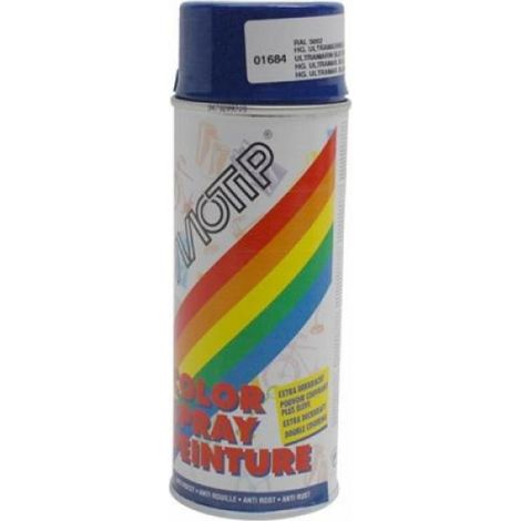 Bombe de peinture Motip Bleu outremer brillant RAL5002/ 400ml