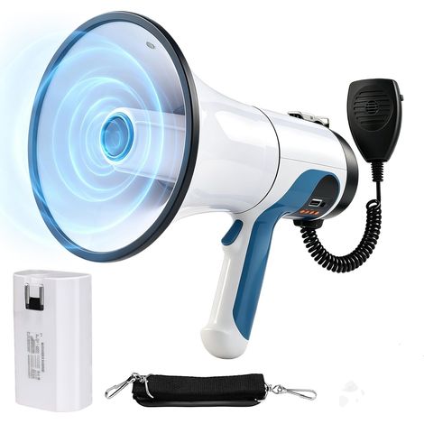 Mégaphone 120W Portée 2000m avec Bluetooth Sirène Micro Enregistrement, Enregistrement 350S/1000S, Mégaphone Portable avec Bandoulière Réglable pour Coachs, Sécurité, Activités de Plein Air (1/5)