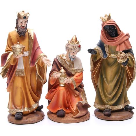 Set dei 3 re magi per presepe decorazione natalizia soggetti natività -20 cm (1/4)