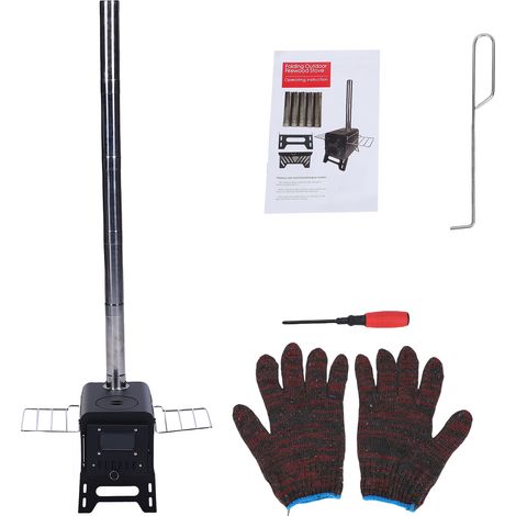 Poêle à bois portable pour tentes, idéal pour le camping et la cuisine en plein air. Pliable. (1/5)