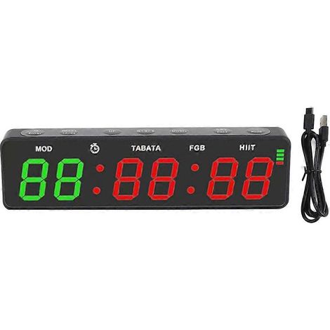 Chronomètre de fitness avec mode HIIT, chronomètre portable, compte à rebours, minuteur numérique de fitness, chronomètre de sport rechargeable (1/5)
