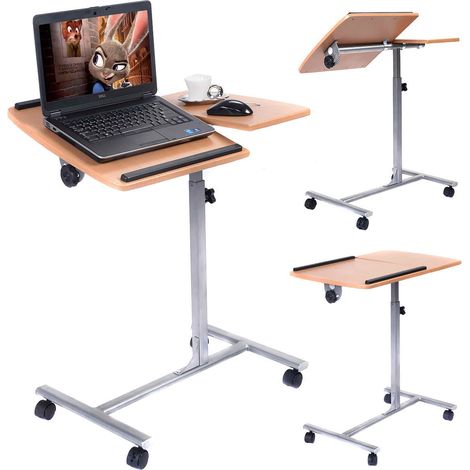 Mesa auxiliar plegable multiusos con regulación de altura 64 x 45 x 71-93 cm MDF nogal 200020848 (1/2)