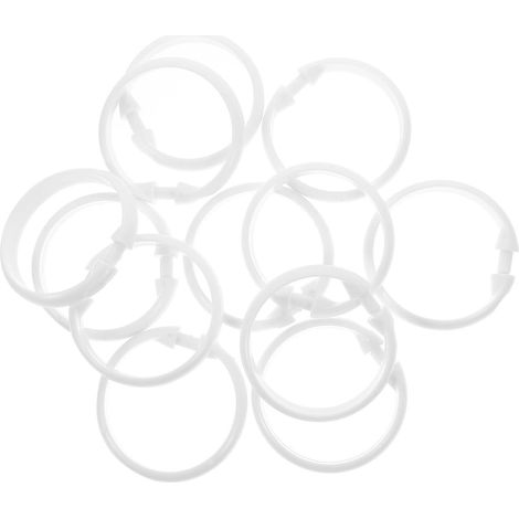 Lot de 12 Anneaux de Rideau de Bain Blancs en Plastique Ovale, Installation Facile, Glisse Doucement, et Cabine de Bain (1/5)