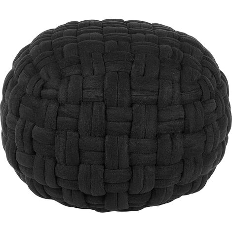 Puf de terciopelo negro 45 x 35 cm relleno de EPS hecho a mano reposapiés otomana Hopa