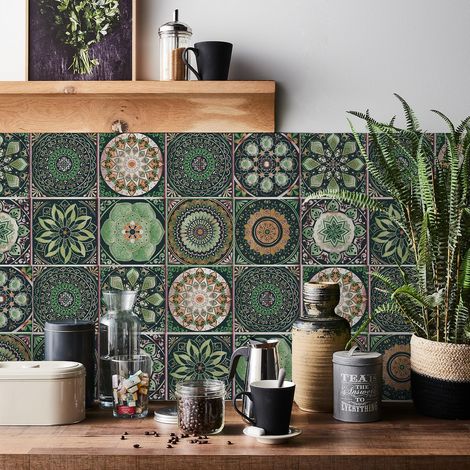 Lot de 24 autocollants de carrelage en mosaïque en PVC autocollants imperméables pour cuisine, armoire, meubles, table (1/5)