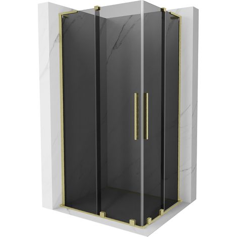Mexen Velar L Duo cabine de douche coulissante 90 x 80 cm, graphite, or brossé - 871-090-080-02-43-55 (1/5)