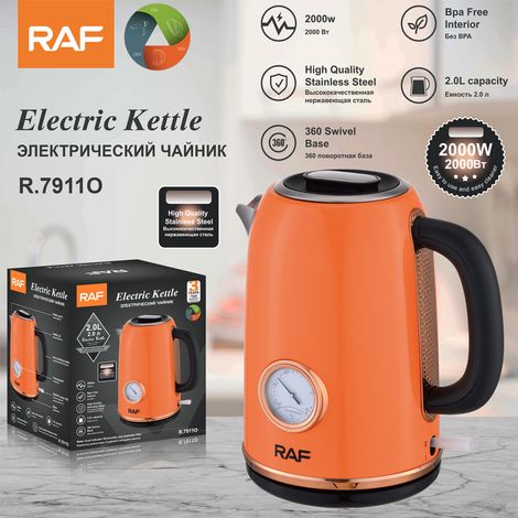 Bouilloire de cuisine (orange), bouilloire électrique rapide, double paroi anti-ébullition à sec (1/5)