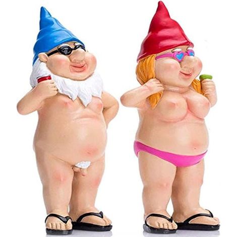 Nain de jardin - Nains de Jardin Nus Amusants - Petites Statues grossières - Cadeau de Jardinage pour Les familles et Les voisins (Un Couple) - Classe énergétique A+++ (1/4)