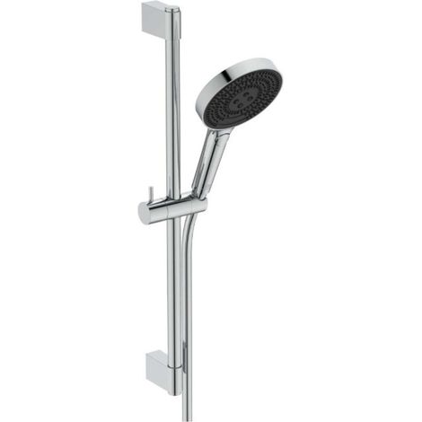 Ideal Standard Idealrain Solos - Duschkopf-Set mit Stange und Schlauch, 3 Strahlarten, EcoFlow, Chrom A7897AA