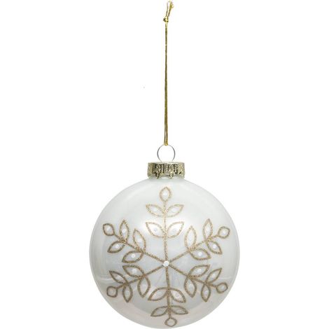 BDN GLAS 90MM FLOCKE PERLE BL - Feeric lights & christmas