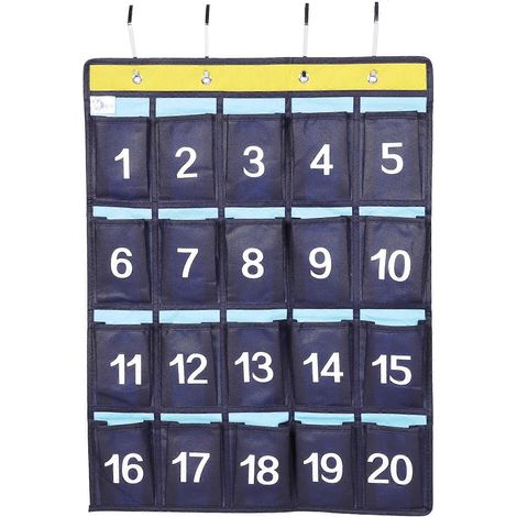 Organiseur de téléphone numéroté, pochette pour fournitures scolaires et de bureau, porte-accessoires de classe-65x50cm-Dark Blue (1/3)