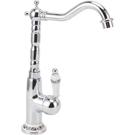 Robinet de salle de bain style rétro européen en laiton plaqué avec flexible coudé et mitigeur eau chaude/eau froide pour la maison (1/5)