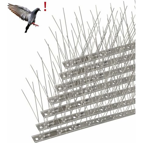 GABRIELLE Anti-Tauben-Spike aus Edelstahl, 6,6 Meter, 20 Stück Anti-Vogel-Spikes zum Abschrecken von Tauben, Krähen, Spatzen, Katzen, tierfreundlicher Anti-Vogel-Spike