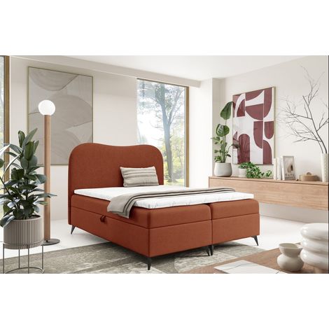 Boxspringbett Schlafzimmerbett BLAIR PREMIUM 120x200cm Stoff Now or Never Rostbraun