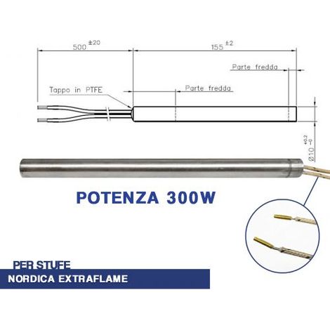 CANDELETTA ACCENSIONE STUFA PELLET RESISTENZA D 10.2X 155 300W NORDICA EX (04044)