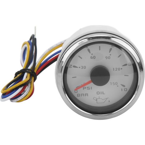 Jauge de pression d'huile 52mm/2.0in, aiguille 10-184Ω, rétroéclairage multicolore réglable, universel pour voitures et bateaux, blanc (1/5)