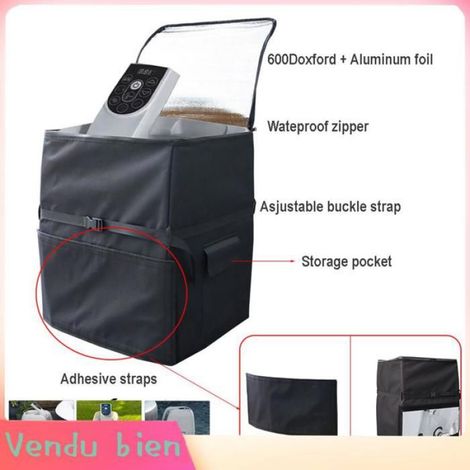 1 Housse de pompe, tissu Oxford 600D, isolation thermique, fermeture éclair, sangles adhésives, pour spa et chauffage (1/4)