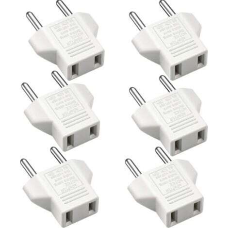 US to EU Adapter, [6-Pack] 2-Pin CN China USA to 2-Pin EU Europe France, Germany, Spain, Egypt and More - White