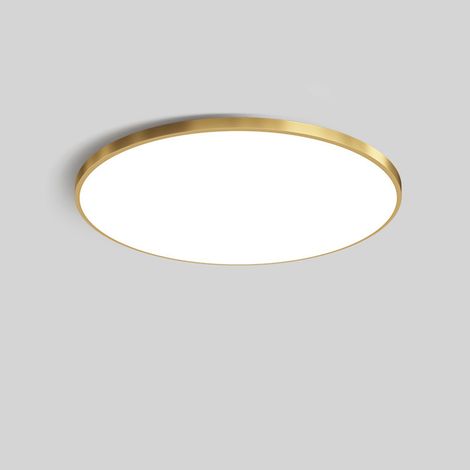 Plafonnier LED encastrable, Toollight, diamètre 30 cm, 30 W, cadre doré, résistant à la poussière, à l'eau, à la buée et aux moustiques, pour salle de bain, salon, cuisine, chambre, couloir. (1/5)