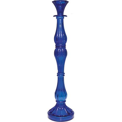 Grand Bougeoir en Verre Bleu H41 cm Chandelier Décoratif pour Table et Intérieur - PANGIVO (1/4)