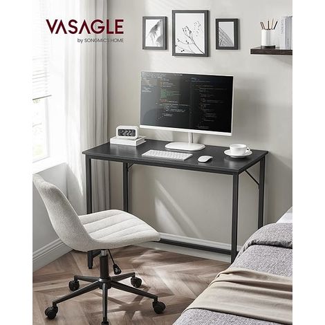 Vasagle – Bureau droit noir 100 x 50 x 75 cm – Panneau d’aggloméré et acier – Pieds réglables pour stabilité – Assemblage facile