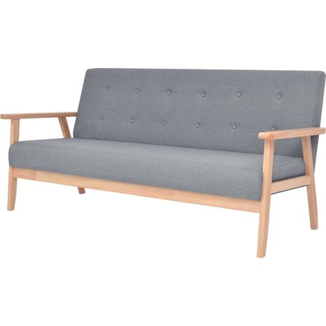 Set divano 3 pezzi in tessuto grigio chiaro 020020842