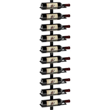 Weinregal, Wandregal für 10 Flaschen Wein, 10 Ebenen, Metall, für Küche, Wohnzimmer, Hausbar, Schwarz