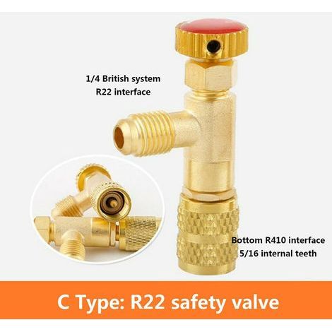 Adaptateur De Chargement Climatisation - R22 R410A - Valve De Sécurité 1/4 Pouces - Type C - 1 Pièce
