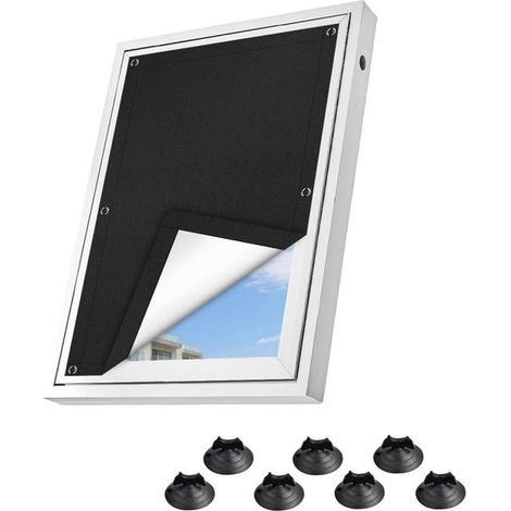 Tenda parasole universale con ventosa, oscurante, 96 x 115 cm, non richiede foratura, facile installazione, tenda parasole per finestre, resistente ai raggi UV, nera (1/5)