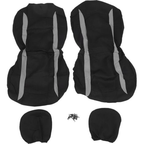 Car Seat Headrest Protective Covers, Universal Accessory for Interior Protection (Grey Black)
