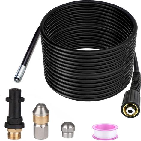 Ouylaf – Déboucheur de canalisation 15m – Compatible nettoyeurs haute pression Kärcher K2-K7 – Buses rotatives pour nettoyage en profondeur