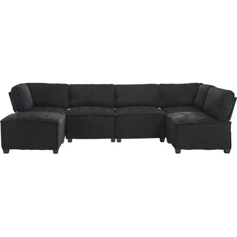 Canapé Modulaire 6 Places Confort Ergonomique Velours Noir 77x70x125 cm ZIPSOFA (1/5)