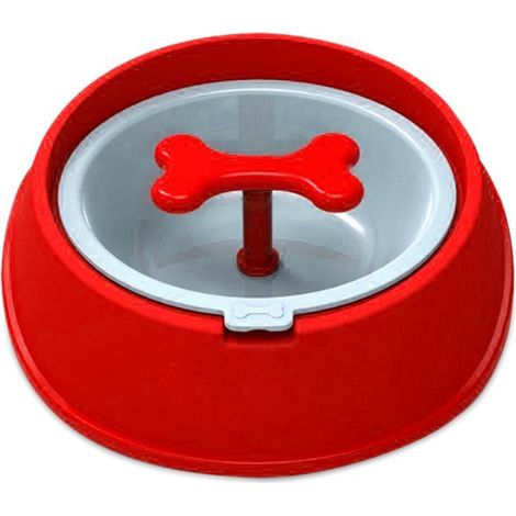 060360 Gamelle original pour chiens chats anti-asphyxie, meilleur digestion 20cm Couleur: Rouge