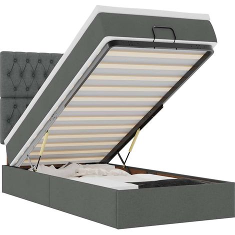 Maison Exclusive - Ottoman-Bett mit Matratze & LEDs Dunkelgrau 90