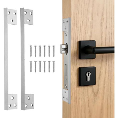 2pcs Plaque de Protection de Verrou Porte 180mm avec Vis Argenté (1/5)