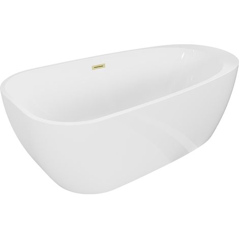 Mexen Giada bañera exenta 170 x 90 cm, blanco brillo, rebosadero oro cepillado - 52741709000-55 (1/3)