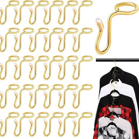 Lot de 36 Rallonges de Cintres en Métal Doré Crochets Empilables Multifonctionnels pour Penderie Support Gain de Place pour Organisation Dressing Clips de Connexion Miniatures (1/5)