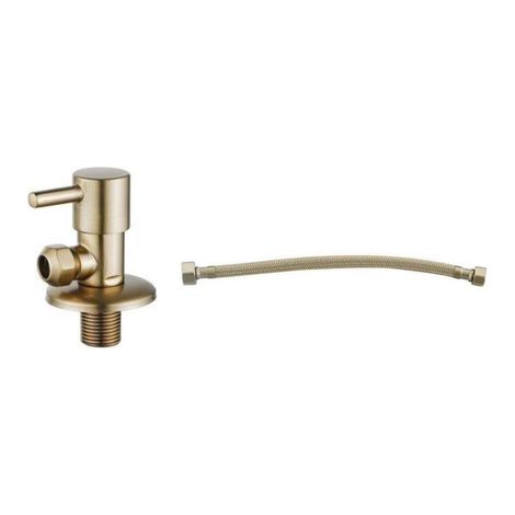 Fortifura Calvi Robinet d'arrêt d'angle avec flexible - flexible 30cm - 1/2"x3/8" - laiton brossé (1/5)