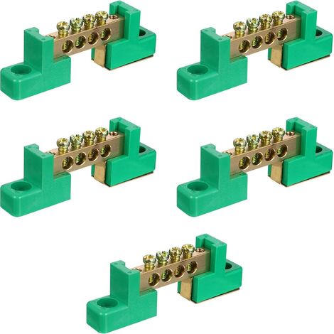 Kit de Bornier 5pcs en Plastique et Cuivre Barrette de Terre pour Raccordement Électrique, Courant Suffisant et Flexibilité pour Distribution Industrielle (1/5)