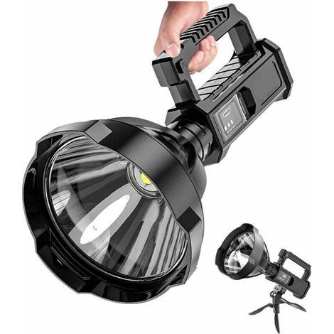 Lampe de Poche LED Haute Puissance, Lampe de Pêche Puissante Étanche Rechargeable par USB, Projecteur de Camping - 1 Pièce (1/5)