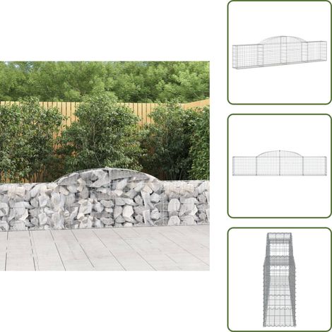 Gabione mit Hochbogen 300x30x60/80 cm Verzinktes Eisen - Gabionenkorb - Gabionenwände - Gartendekoration - Gartenzubehör - Zaun (1/5)
