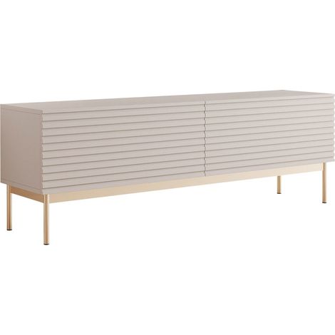 Selsey Linearis – TV-Lowboard 2-türig mit LED, Kaschmirgrau, 139 cm