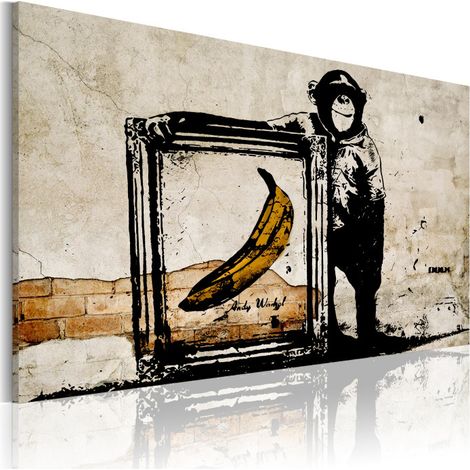 Tableau Imprimé "Inspired - Banksy -Sepia" 80 x 120 cm (1/2)