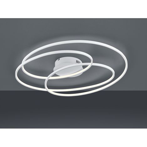Gale Plafonnier Cercles Concentriques Blanc Mat Led 50w Dimmable L80 cm Trio Lighting