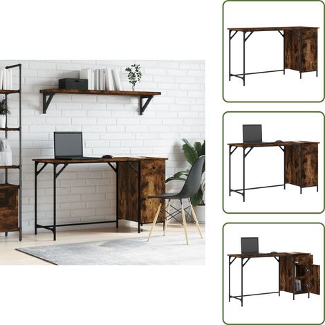 Bureau d'ordinateur chêne fumé 131x48x75 cm bois d’ingénierie - Bureau Informatique - Bureau Design - Bureau Moderne - Bureau Chêne - Meuble De Bureau