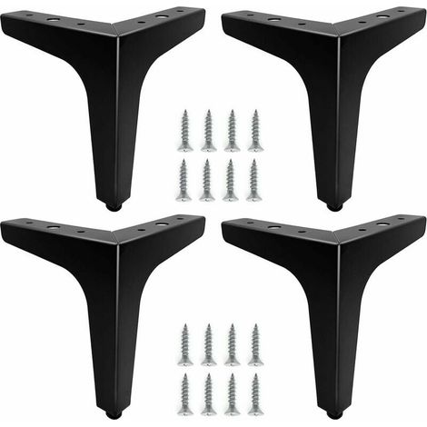 Set of 4 15cm Black Metal Furniture Legs, Durable Sofa Legs, Coffee Table Legs, Table Riser Legs Allow You to Raise or Replace Bedside Tables, Sofas, TV Stands, Armchairs (1/5)